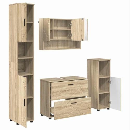 vidaXL Bathroom Furniture Set 4 pcs Sonoma oak 30 x 35 x 192 cm,