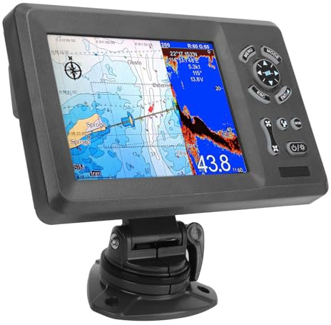 MasYosh 7-Zoll-GPS-Marineplotter, Farb-LCD 800 X 600, Klares Display, IP66-Schutz, Fischfinder mit Digitaler Fischschwarmerkennungstechnologie, für K Chart 2.0 3.0 C Map Max Navionics