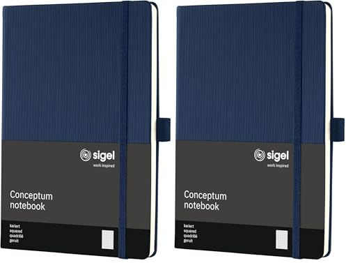 Sigel CO656 Premium Notebook squaRed, A5, hardcover, Blue - Conceptum (Pack of 2)