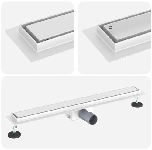 vidaXL 2 in 1 Shower Drain Silver 70 cm Stainless Steel 304, Bathroom, Rectangular, Minimalist Design with Adjustable Feet for Modern Spaces, Easy Installation and Clean Lines