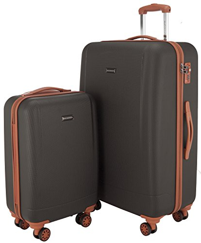 HAUPTSTADTKOFFER - Wannsee - 2er Koffer-Set Trolley-Set Rollkoffer Reisekoffer, TSA, (S & L), Titan/Braun
