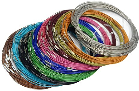 Perlin 30 Stahl Halsreif Halskette 54cm Bunte Halsringe mit Edelstahl Schraubverschluss Schmuckteile Spiraldraht Bastelmaterial Bastelset Schmuckdesign