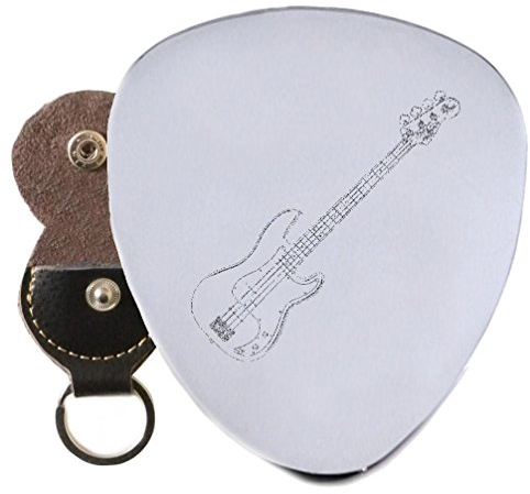 Bass Stahl-Gitarre Plektrum Graviert In Schlüsselanhänger Halter