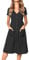 Summer Dresses for Women Casual Midi Dress Short Sleeve V Neck Button Decoration Swing A Line Tunic Dress with Pockets Size XL = UK 14-16