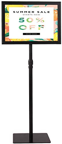 GIANTEX Porte Affiche sur Pied, Présentoir sur Pied A3 en Aluminium, Panneaux d’Affichage Rotation à 360°, Hauteur Réglable 78,5-123CM, Présentoir Mariage Hall d'Entrée Bureau, Noir