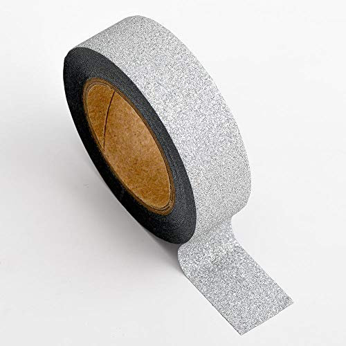 Italian Options Silver Glitter Washi Adhesive Tape (15mm x 10 Metre)