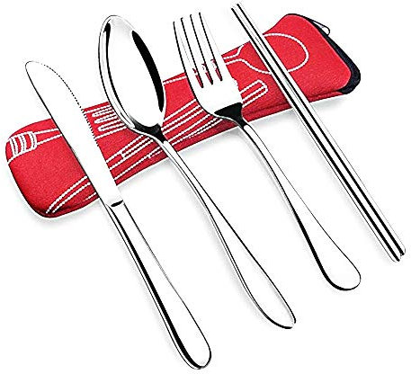 Inception Pro Infinite Porta Cubiertos de Viaje - sin Cubiertos - Estuche - Estuche de Viaje - Tela - Picnic - Camping - Idea de Regalo Original - Rojo