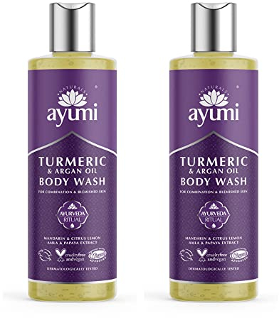 Ayumi Turmeric & Argan Oil Body Wash. Vegan, Cruelty-Free, Dermatologically-Tested, 2 x 250ml