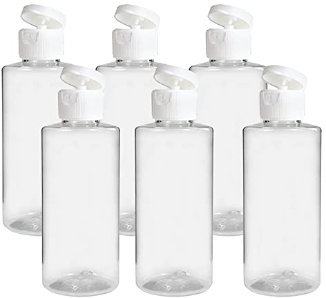 Generise Bottiglie da viaggio 100 ml di plastica - 6 bottiglie di plastica con coperchio, ideali per decantare shampoo, creme solari, gel, ecc