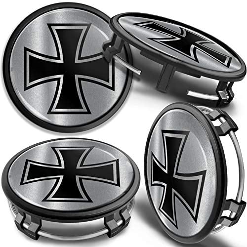 SkinoEu 4 x 75 mm Nabendeckel Felgendeckel Kompatibel mit Mercedes Benz Radnabenabdeckung Nabenkappen Felgenkappen Radkappen Alufelgen B66470207 / B66470200 Silber Schwarz CMZ 7