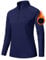 AjezMax Women Sports T-Shirt Long Sleeve Dry-Fit Half Zipper Running Gym Workout Yoga Tops Activewear Tee Shirt Navy Size M
