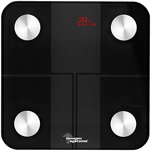 newgen medicals Körperfettwaage: 14in1-Körperanalysewaage aus Glas, Bluetooth, App, Nutzer-Erkennung (Personenwaagen, Digitale Personenwaagen, Scale)