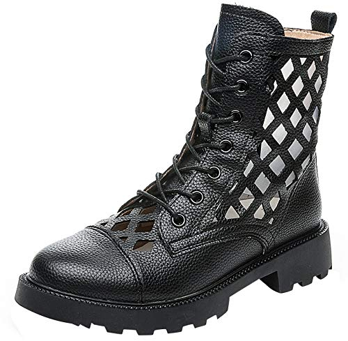 Jamron Damen Hollow Out Flache Stiefeletten Sommer Herbst Römische Sandalen Booties Schwarz SN070212 EU39.5
