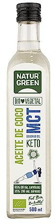 NATURGREEN - Aceite de Coco MCT Bio Ecológico, Para Recetas, Elaboración de Platos, Sustituto de Mantequilla, Cocinar y Hornear