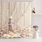 Alishomtll Duschvorhang Textil Duschvorhang Stoff mit Ringen 180x200cm, Muscheln Duschvorhang Badevorhang Digitaldruck Polyester Anti Schimmel, Beige