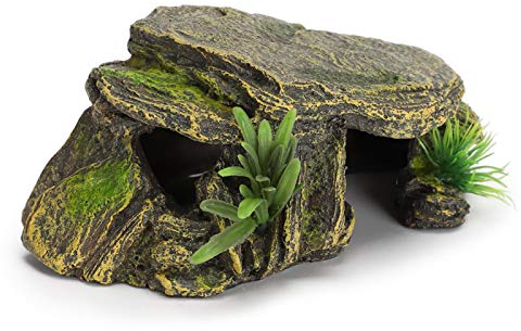 Jenngaoo Abri pour Tortue, Abri pour Reptiles Grotte en Résine Simulation Tronc d'arbre Artificiel Roccia Habitats Tortue pour Aquarium Lézard