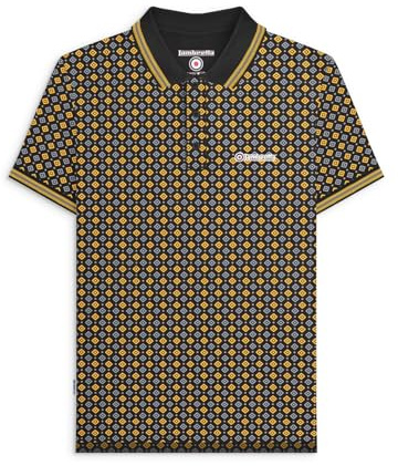 Lambretta Men's Retro Geometric Short Sleeve Polo Shirt 7164 - Black