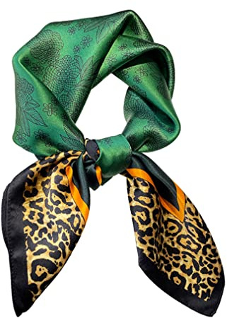 100% Pure Mulberry Silk Square Scarf for Hair-27''x27''- Women Silk Neckerchief Head Wrap Scarf