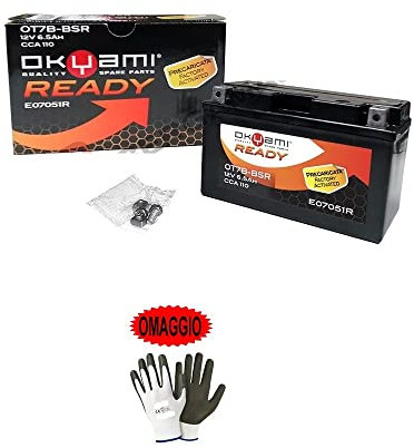 COMPATIBLE WITH TRIUMPH Daytona (TD10) 675 2006-2010 OKYAMI BATTERY ALREADY TO USE OT7B-BSR SEALED CHARGE ACTIVATED IN FACTORY 6,5 AH AMPERE 12 VOLT 150X65X92 MM
