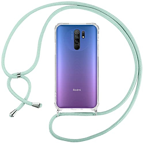 ISOI Kompatibel mit Xiaomi Redmi 9 Hülle,Handykette Hülle Silikon Seil Necklace Handyhülle mit Kordel Tasche TPU Bumper Schutzhülle für Xiaomi Redmi 9 - Grün