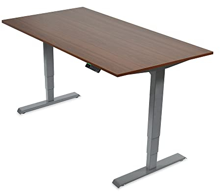 Ergotopia Desktopia Pro X Elektrisch höhenverstellbarer Schreibtisch, Ergonomischer Stehtisch für Büro oder Home Office (Nussbaum, Gestell Grau, 180 x 80 cm)