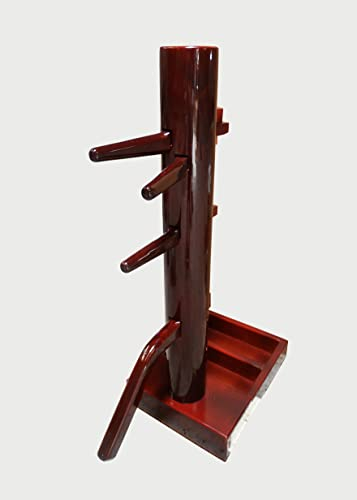 Wing Chun Wooden Dummy Open Base (Wine Red Color)