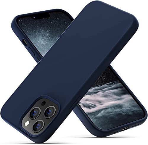 OitiYaa Liquid Silicone Case Compatible with iPhone 13 Pro Case,Full Body Protection,Ultra Slim Shockproof Phone Case with Soft Anti-Scratch Microfiber Lining,6.1 inch, Navy Blue