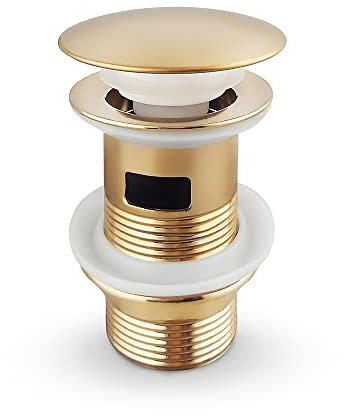 Ablaufgarnitur Waschbecken, Universal Waschbecken Ablaufgarnitur mit Überlauf für Waschbecken Waschtisch Pop Up Ventil Ablaufventil Abfluss Stöpsel Waschbecken Siphon Waschbecken Gold