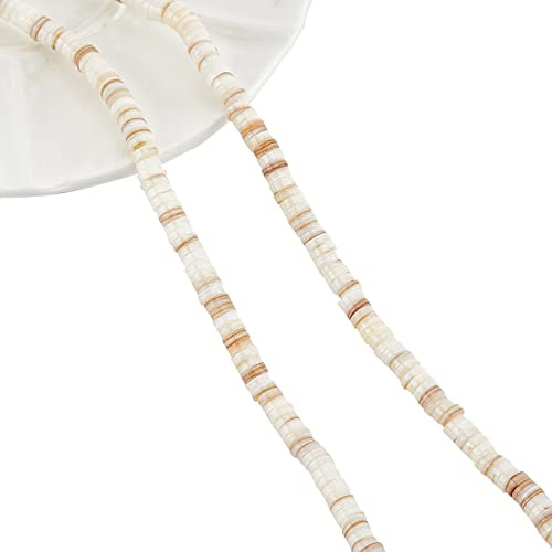 NBEADS 2 Stränge ca. 400 Stück Heishi Muschelperlen, natürliche dünne flache Muschelfarbe Perlen gefärbte Scheibenmuschel Perlen für Armbänder Halsketten Halsketten Choker und Fußkettchen