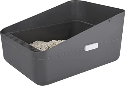 Sfozstra Open Top Litter Box: Grey Medium Removable Liner - Secure and Odor Control - Durable High Side Sifting Litter Box for Small Cats