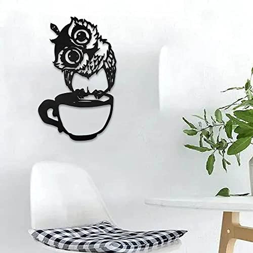 JILIP Metall Eule Wand Kunst Skulptur, 3D Hängende Wand Silhouette Zeichen, Schwarzes Haus Wall Art Decor, Außen Innen Garten Wandskulptur (Size : 11.8IN/30cm)