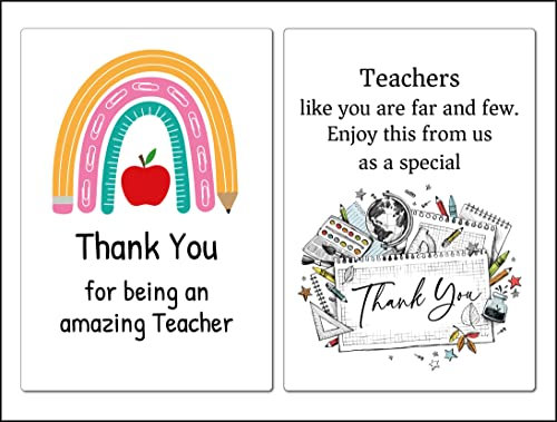 (2 Pack) Thank You Teacher Wine Bottle Labels - Perfect End of Year Teacher Gift - Rainbow/Thank You Designs