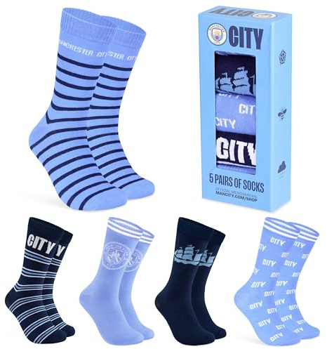 MANCHESTER CITY FC Bunte Socken Herren, Fussball Geschenke für Fans - 5er-Pack