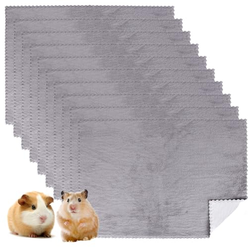 Fouvin 10 Stück Nagerteppich wasserdichte Decke, PIPI Pads für Meerschweinchen Decke, Waschbare Haustier PIPI Unterlage Kleintier Schlafmatte Saugfähige für Kleintier Hamster Welpe Katze, 35x75cm