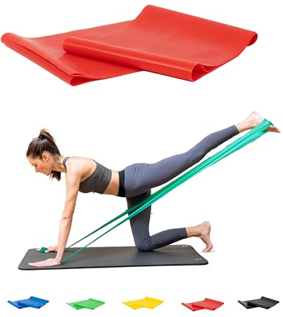 Bandas elasticas musculacion para Fitness, Yoga, Pilates, Fisioterapia y Rehabilitacion. Gomas elasticas musculacion con Diferentes Resistencia. Bandas elasticas Marca C+I. (Rojo)