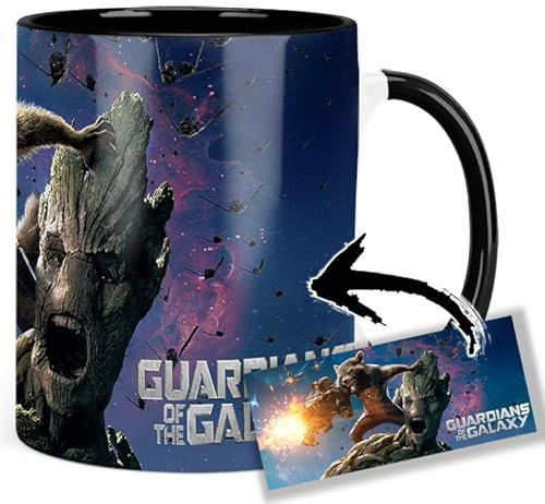 Guardians Of The Galaxy Rocket Groot Tasse Innen & Henkel Schwarz Keramikbecher Mug