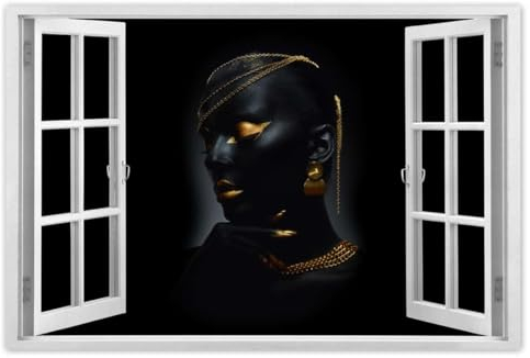 H8890M_WAPL1B Foto-Poster, Motiv Frauengesicht in Gold, 120 x 80 cm