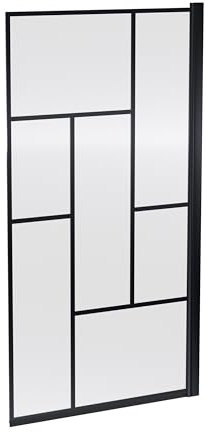 Balterley 790 x 1430mm Bath Shower Screen, Rectangular Block Framed Shower Screens for Baths, 6mm Toughened Safety Bath Door Screen, 180° Pivot Reversible Door Screens for Straight Baths (Black)