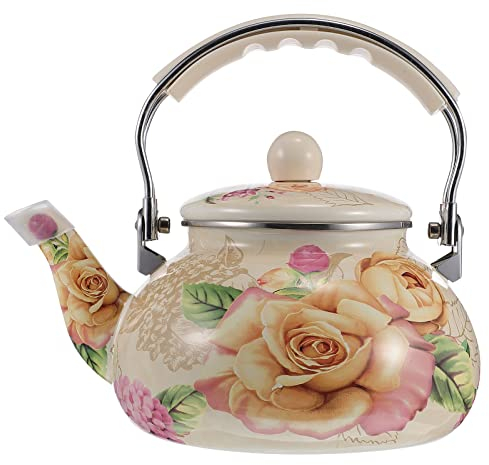 Teiera in vetro smaltato Teiere in acciaio inossidabile Bollitore da tè floreale per piano cottura Bollitore da tè con fischio Caffettiera smaltata Caffè turco Teiera bollente Brocca in ceramica Pap