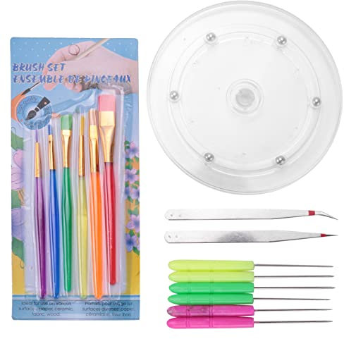 sunmin Juego de 15 accesorios de decoración de galletas, plato giratorio para galletas, cepillo de galletas, agujas para utensilios de cocina