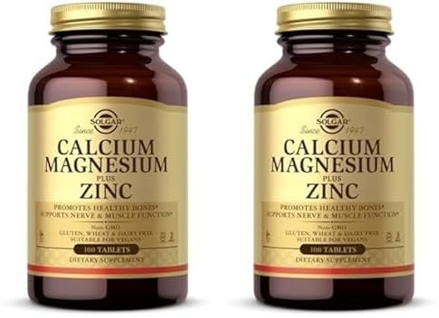 Solgar® Calcium Magnesium Plus Zinc Tablets - Pack of 200 - Healthy Bones, Teeth & Muscles - Supports Health of Nervous System - Vegan