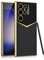 Clatoxi Custodia in Pelle per Samsung Galaxy S24 Ultra con Telaio Elettrolitico, Custodia in PU di Lusso Vintage Antiurto Antiscivolo Impugnatura Cover Protettiva per Samsung S24 Ultra (Nero)