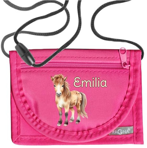 MissRompy | Brustbeutel Pferd mit Name (774) und Sicherheitsverschluss Umhängebeutel breast bag Portemonnaie