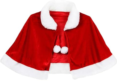 LUYANFX Weihnachten Santa Umhang Weihnachtsmantel Cape Mädchen Weihnachtsfrau Kostüm Kinder Rot Samt Mantel Weihnachtens Umhang für Weihnachten Kostüm Party (Kinder)