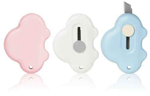 OFFCUP Mini Coltello Multiuso Retrattile, 3pezzi Mini Coltelli Multiuso Portatili a Forma di Cancelleria per Ufficio Scolastico per Tagliare Buste, Portatile, Sicurezza (Modello di Auto)