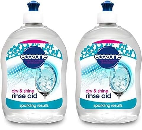 Ecozone Rinse Aid, Natural Rinsing Aid for Dishwashers, Dry & Shine Gentle Formula for Sparkling & Streak-Free Results, Leaves Glass & Crockery Hygienically Clean, Vegan Friendly Solution (500ml)