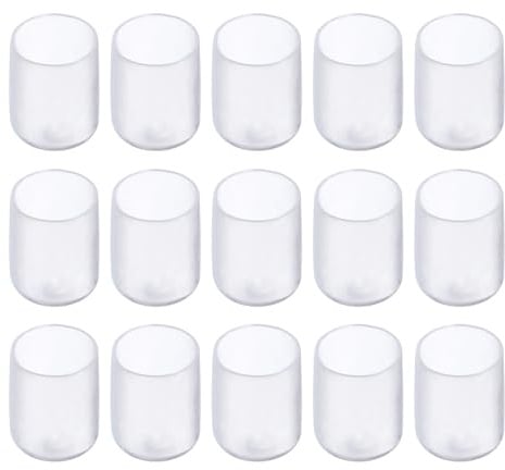 Rebower 15 Stück PVC Endkappen, 12mm ID Abdeckkappen, Rund PVC Stopfen, Schutzkappen für Schrauben, Gewindebolzen, Möbelfüße, Zaunpfosten, Drahtseile, Rohr, Transparent