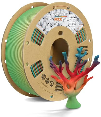 OVERTURE Rock PLA Filament 1.75mm, Marble PLA 1kg Spule (2.2lbs), Maßgenauigkeit +/-0.02mm, für Drucker 3D (Rock Regenbogen)