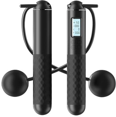 HIULLEN Skipping Rope, Cordless Skipping Ropes with Counter, Ropeless Skipping Rope, Weighted Gravities Ball Jump Rope, At Home Workout Experience Equipment for Women Men