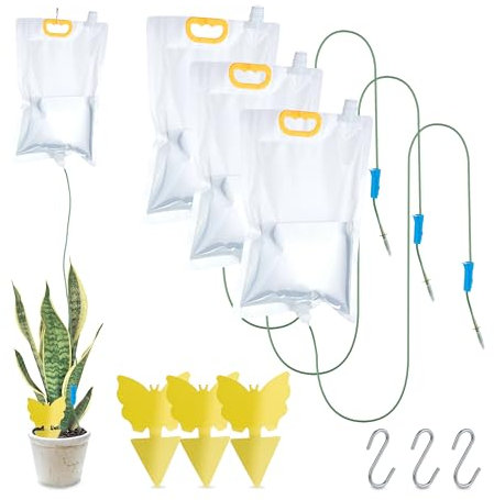 Relaxdays Tropfbewässerungsbeutel mit Gelbstickern, 4er Set, Pflanzen Infusionsbeutel 3,5 l, Bewässerungssystem, bunt